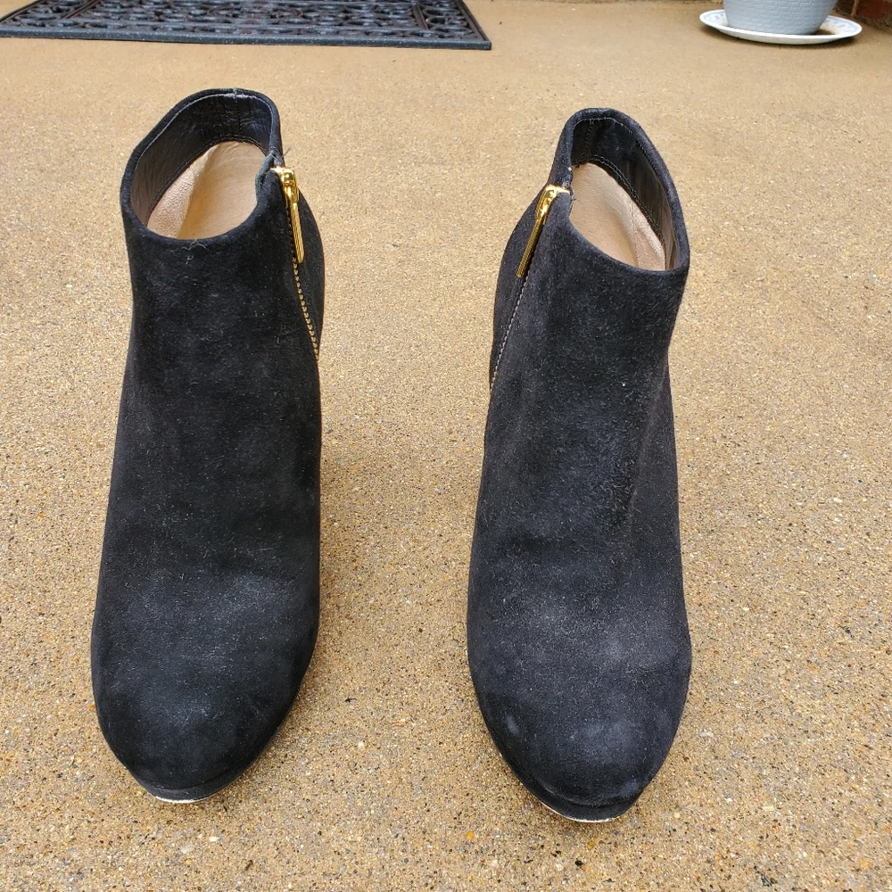 Michael Kors Black Leather Booties, Size 8M